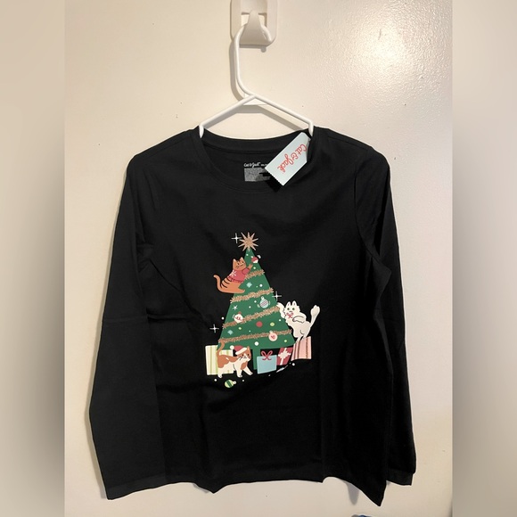 Sz XXL (16/18) Cat & Jack girls pull over crewneck long sleeve top black - Picture 2 of 7